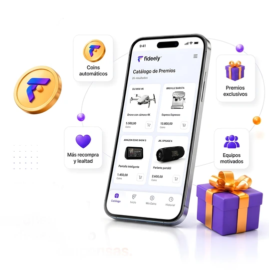 Usuario revisando recompensas en la app Fideely